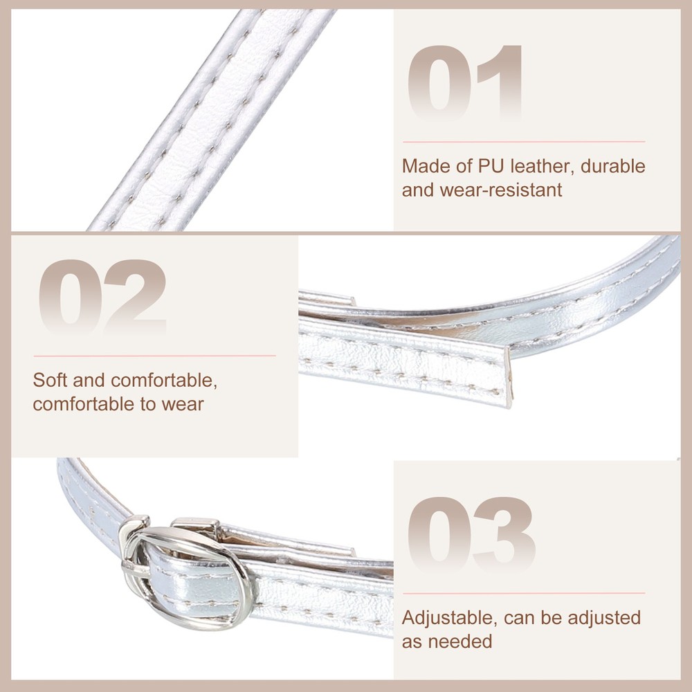 3 Pair Replacement Ankle Strap for Heels Leather Shoe Band, Light Silver