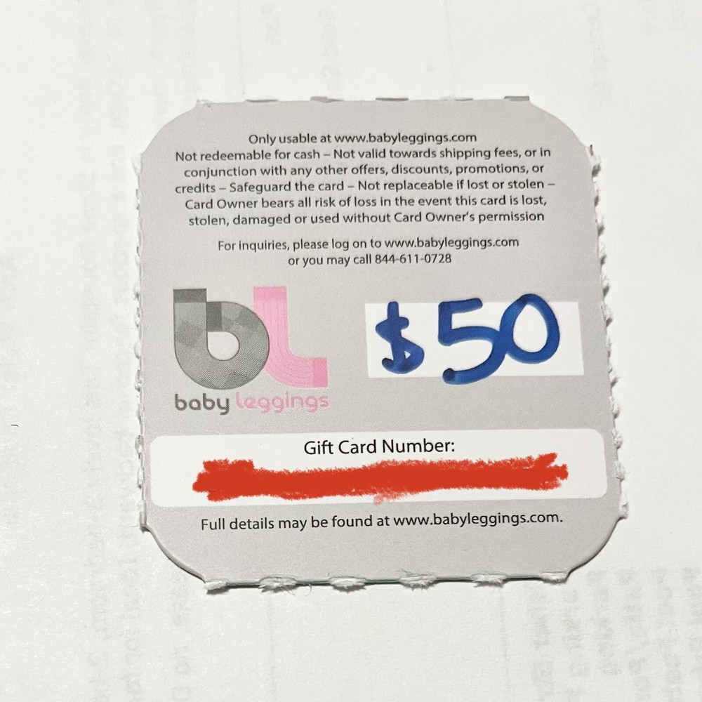 gift card baby leggings $50