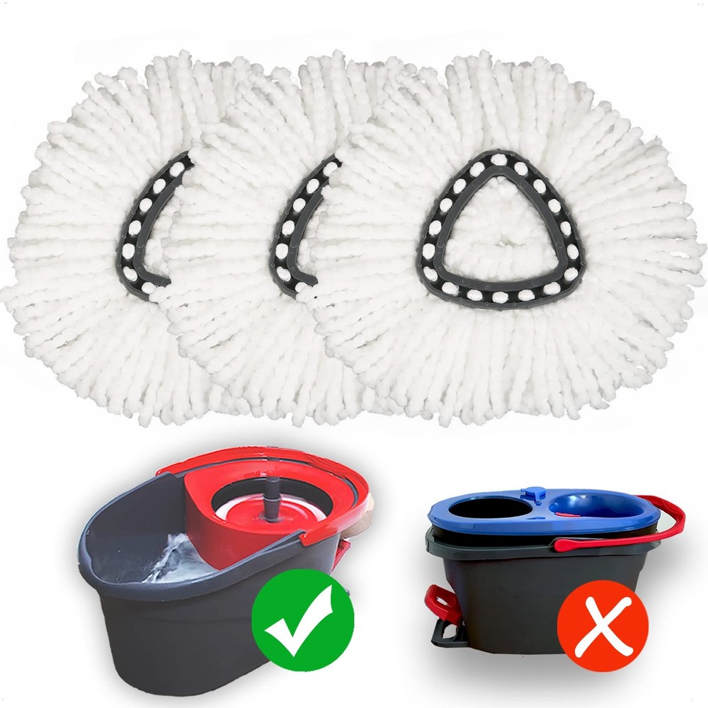 Microfiber Mop Refills 3 Pack, Compatible With Most Mops, White