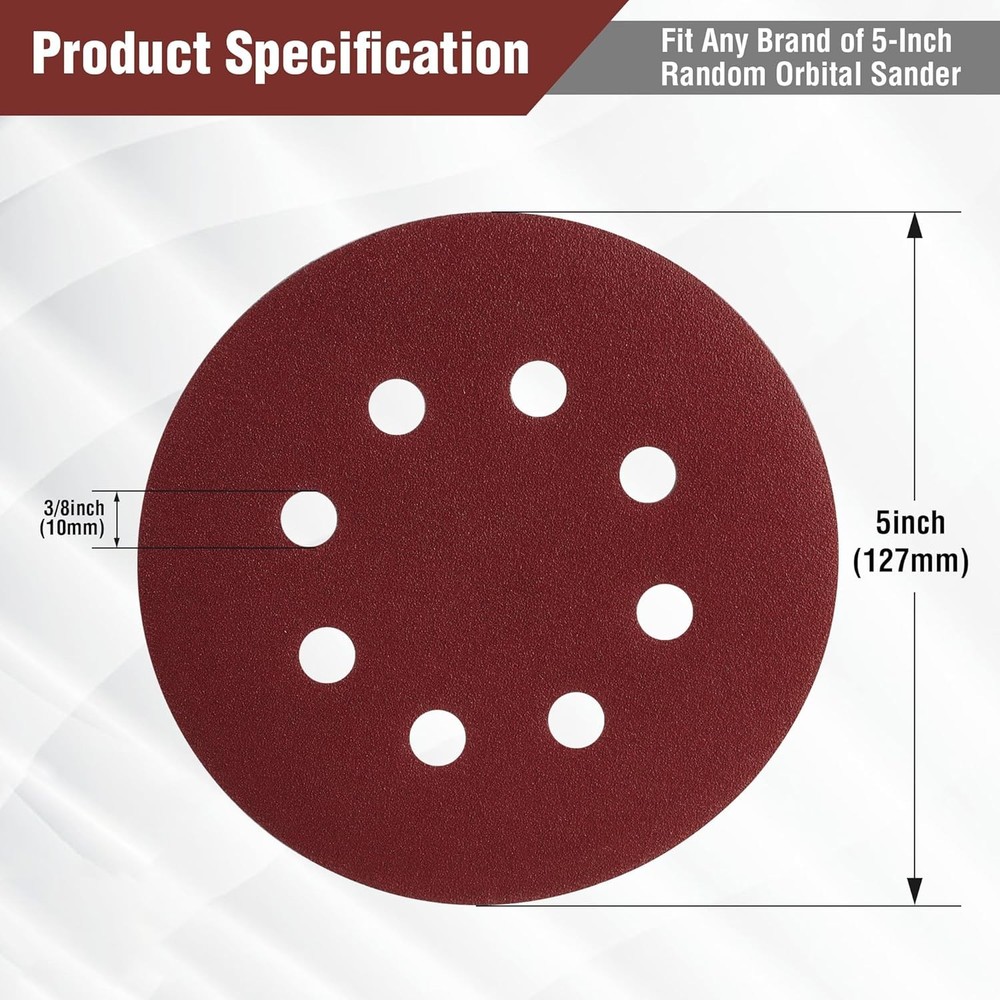 WORKPRO 150-piece Sanding Discs Set 5-Inch 8-Hole for Random Orbital Sander New