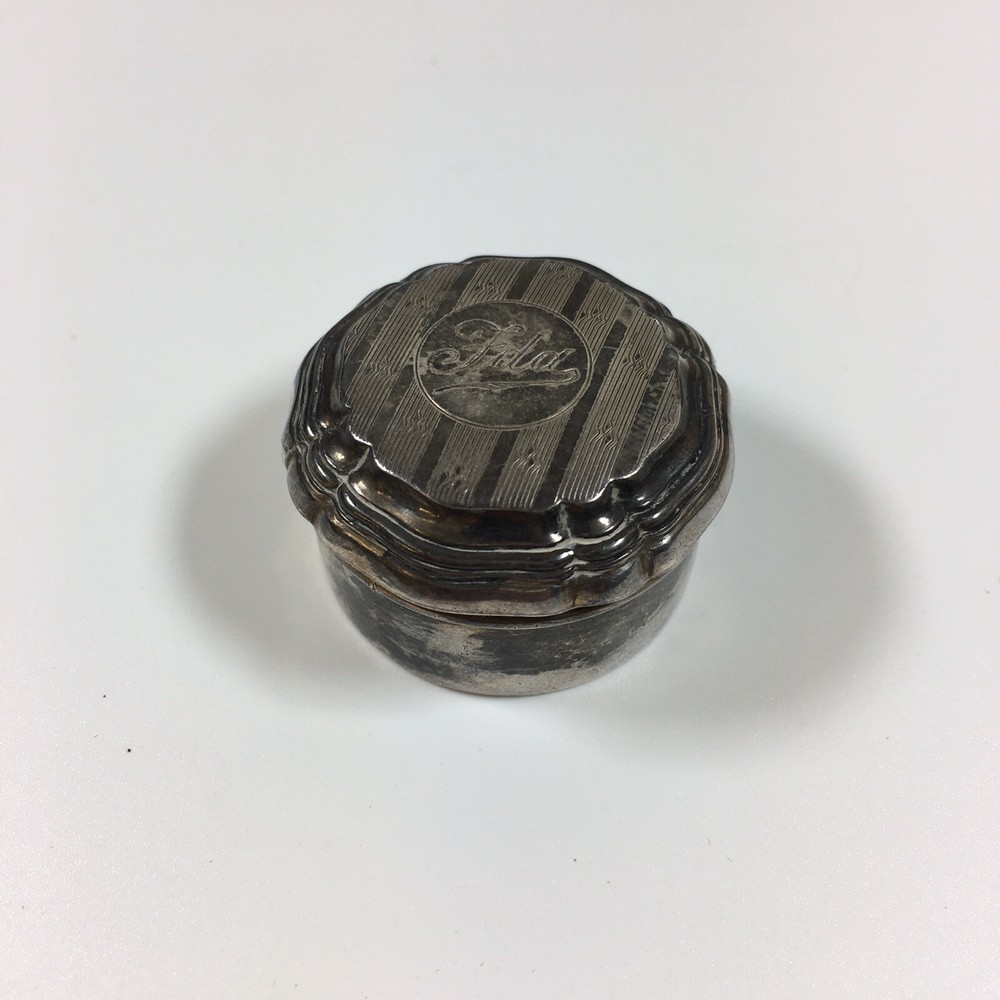 Antique German Solid Sterling Silver Pill Box “Ida” 2.5cm In Height
