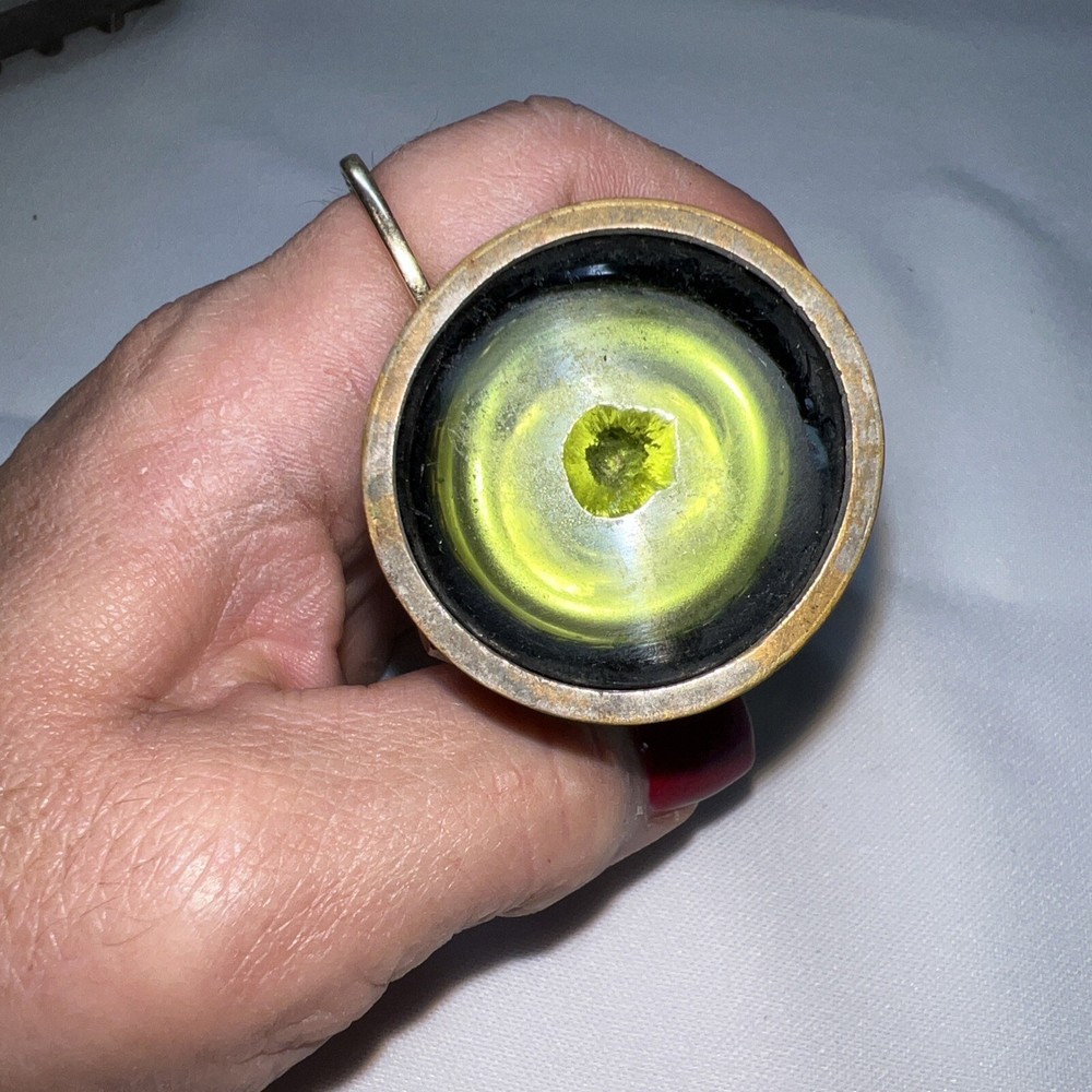 Antique green glass perfume bottle optimizer Sliver/brass