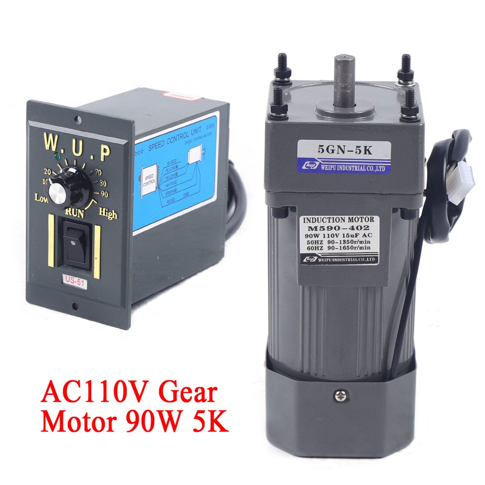 AC Gear Motor Electric Variable Speed Controller Torque Single-Phase 5K 90W 110V
