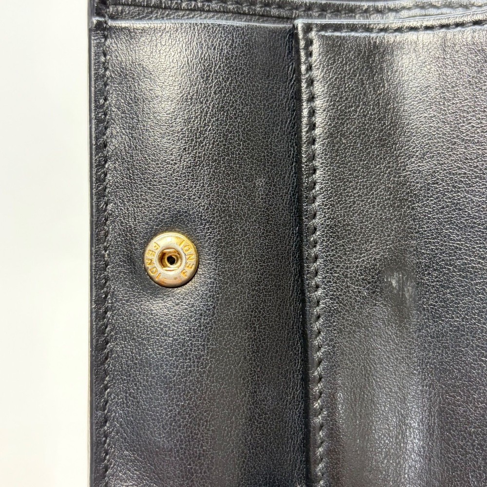 FENDI Compact Wallet Black Leather