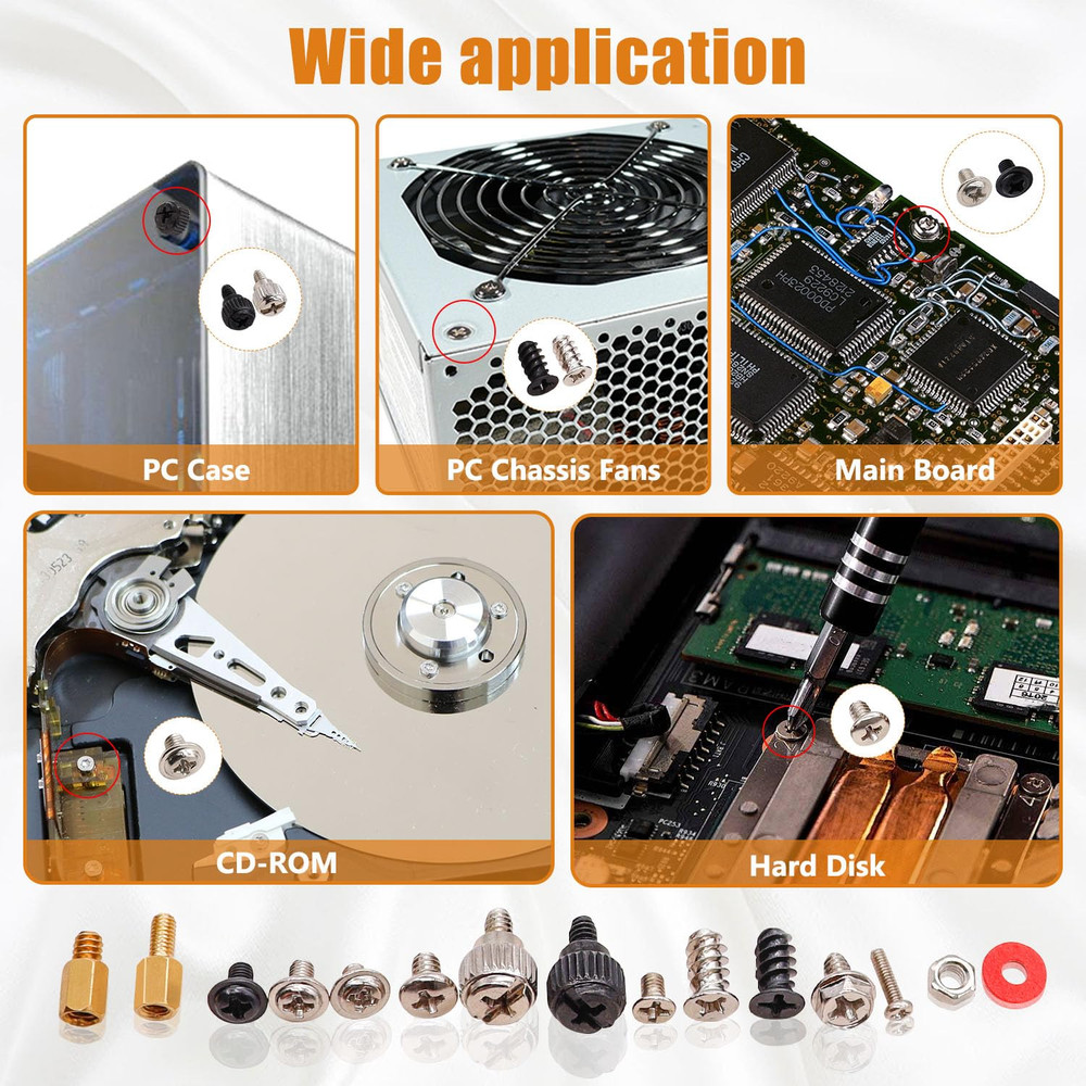 502Pcs Kit Surtido De Tornillos Para Computadora, Tornillos De Placa Base Par...