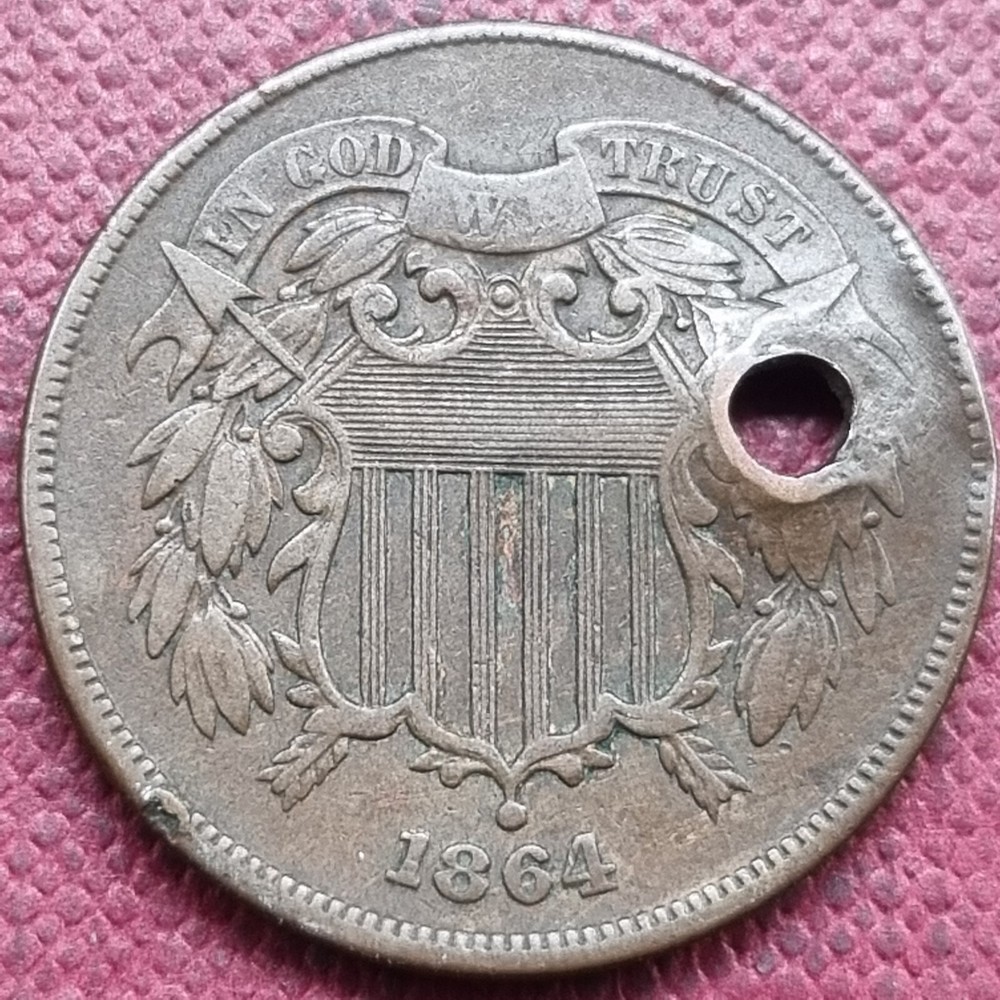 1864 Two Cent Piece 2c Better Grade VF Details #84385