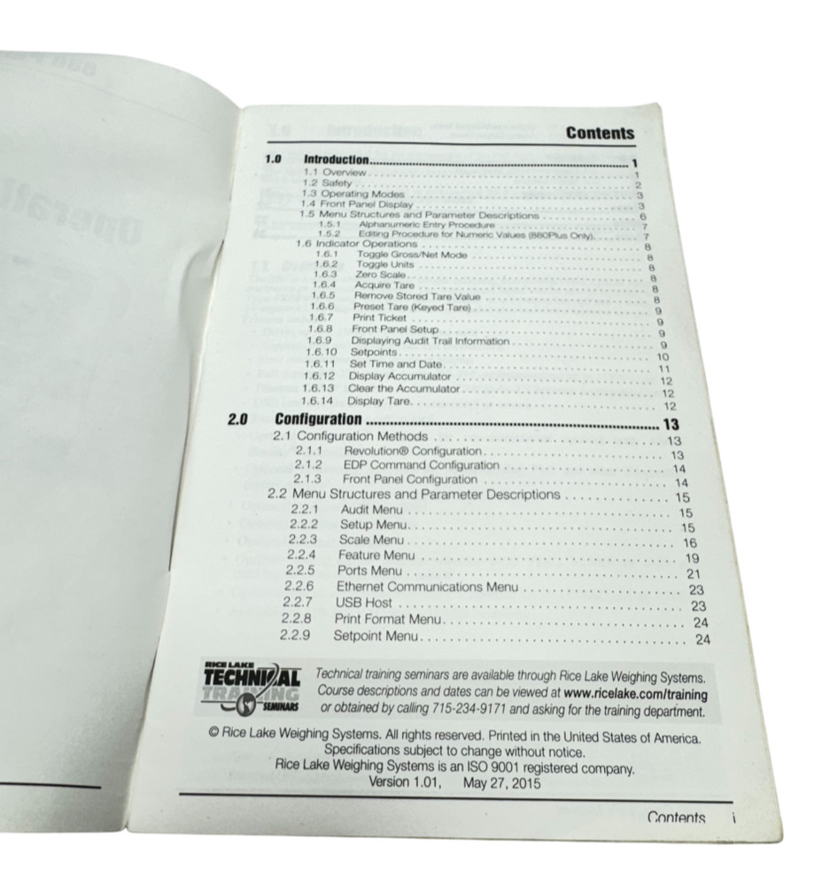 Rice Lake 880 Panel Mount Controller/Indicator Operation Manual, 152240 - Rev D