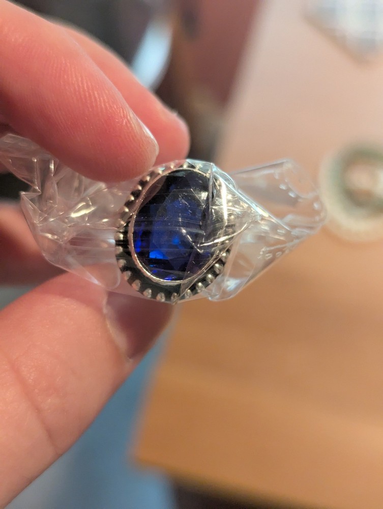 Blue Sapphire Oval Ring Size 9