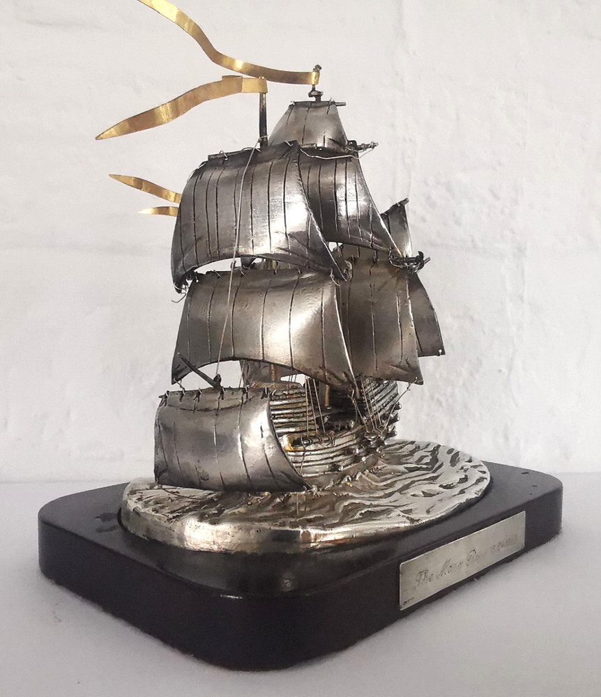 Solid Silver Mary Rose Ship Model - Birm. 1981