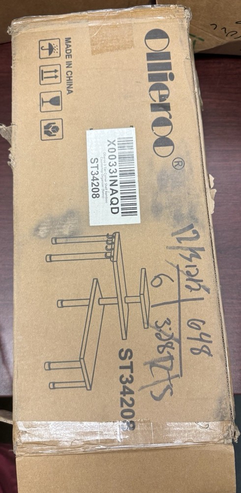 Ollieroo 3 Tier Kitchen Countertop Shelves Rustic Brown - A0069