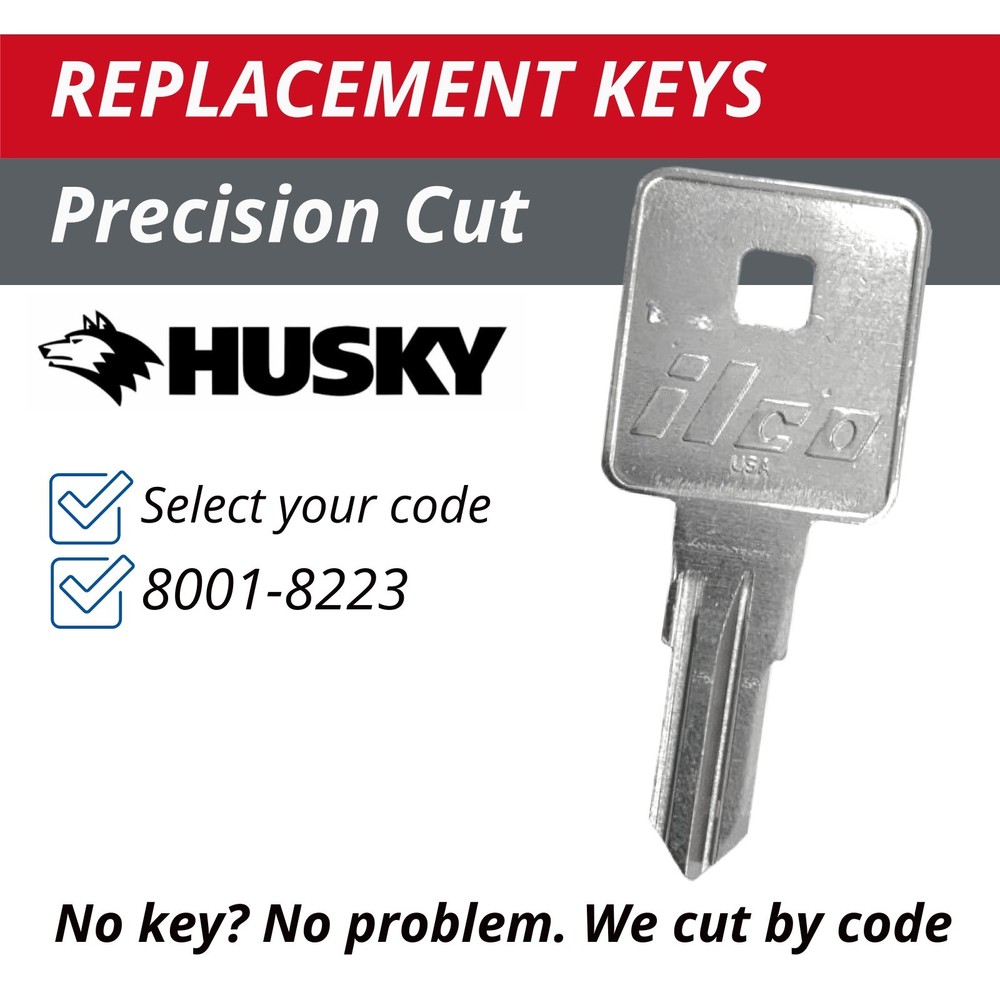 Husky Tool Box Keys Cut to Code 8001-8223 Replacement Lock Key