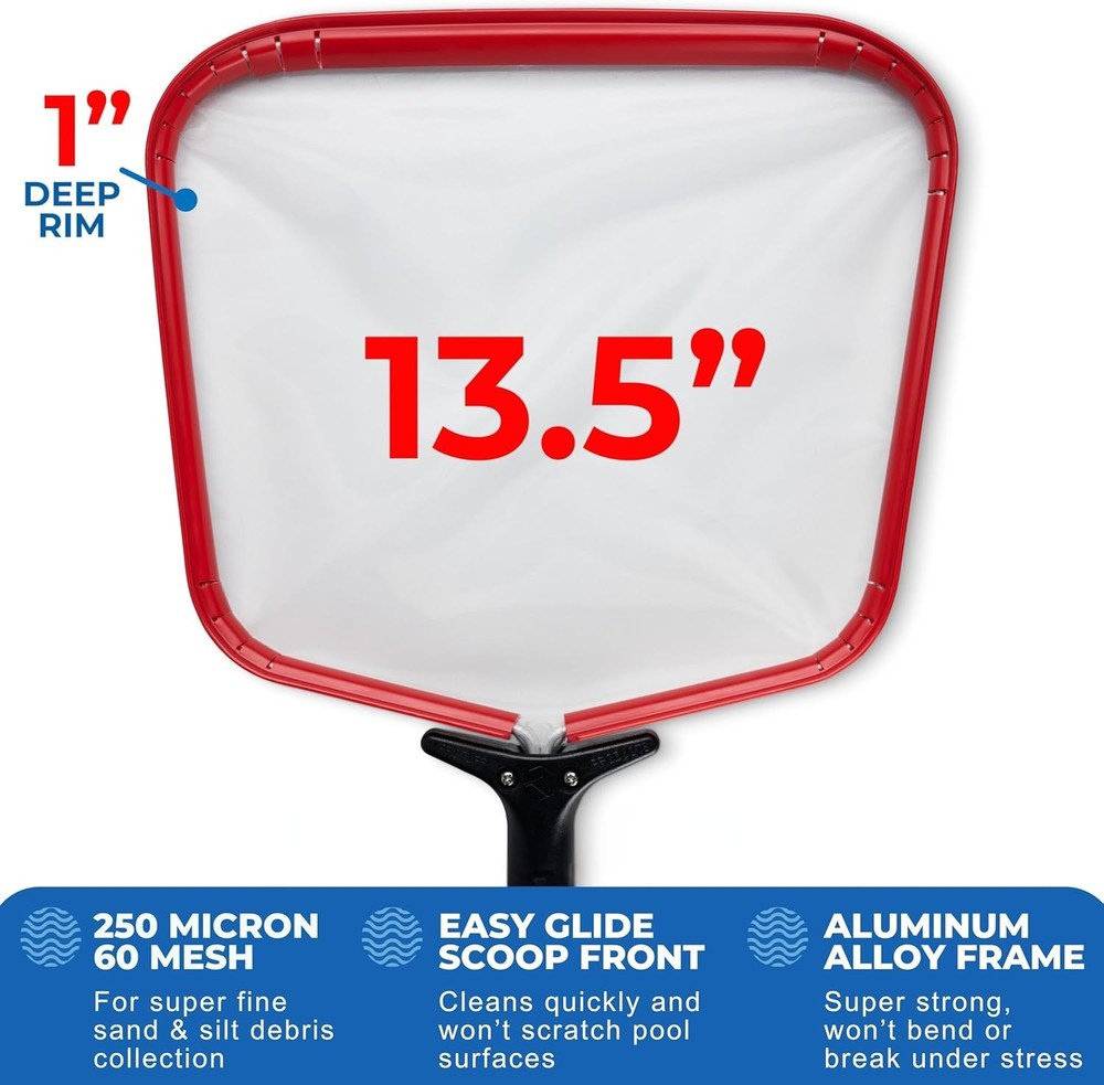 13” ProTuff Pool Skimmer Net with 2- Replacement – Ultimate Cleaning