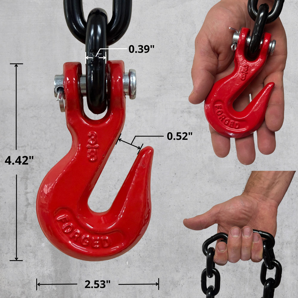 3/8" X 10' G80 Falcon Cargo Chain Transport Binder 7,100 LBS Grab Hooks Tie Down