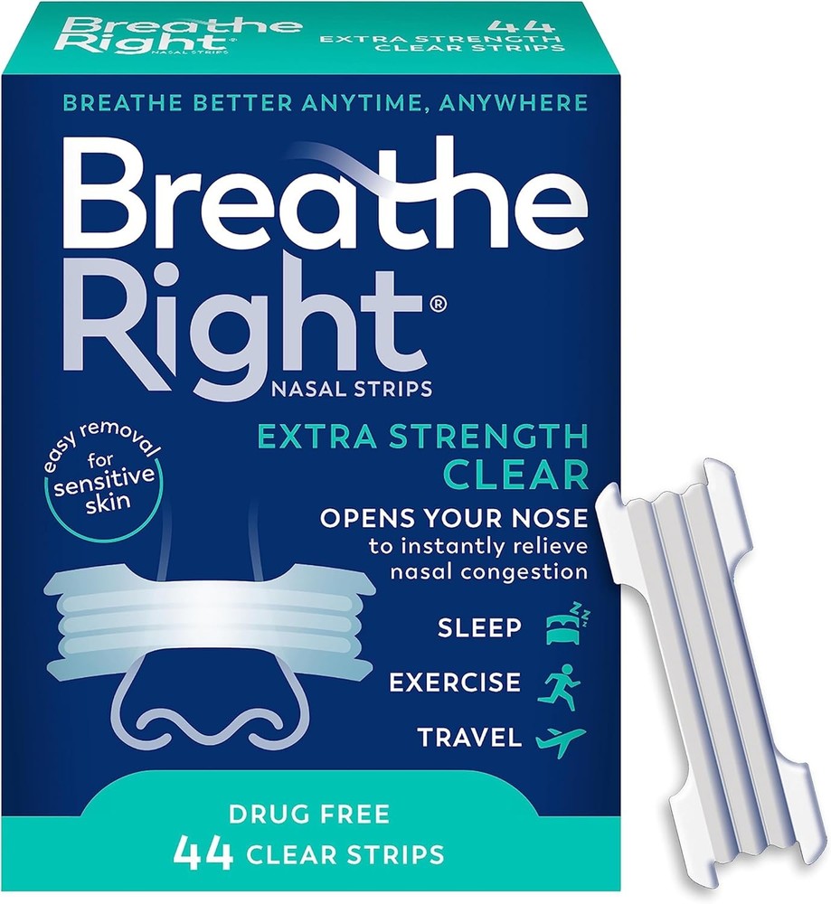 Breathe Right Extra Strength Clear Nasal Strips 44Ct