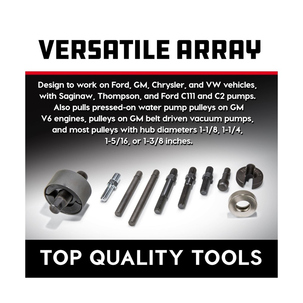 Powerbuilt Power Steering and Alternator Pulley Remove and Install Tool Set, ...