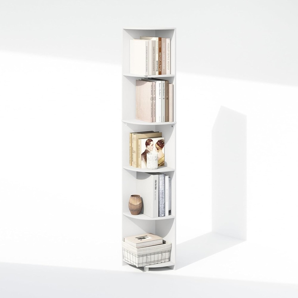 Basic 5-Tier Corner Multipurpose Standing Shelf White