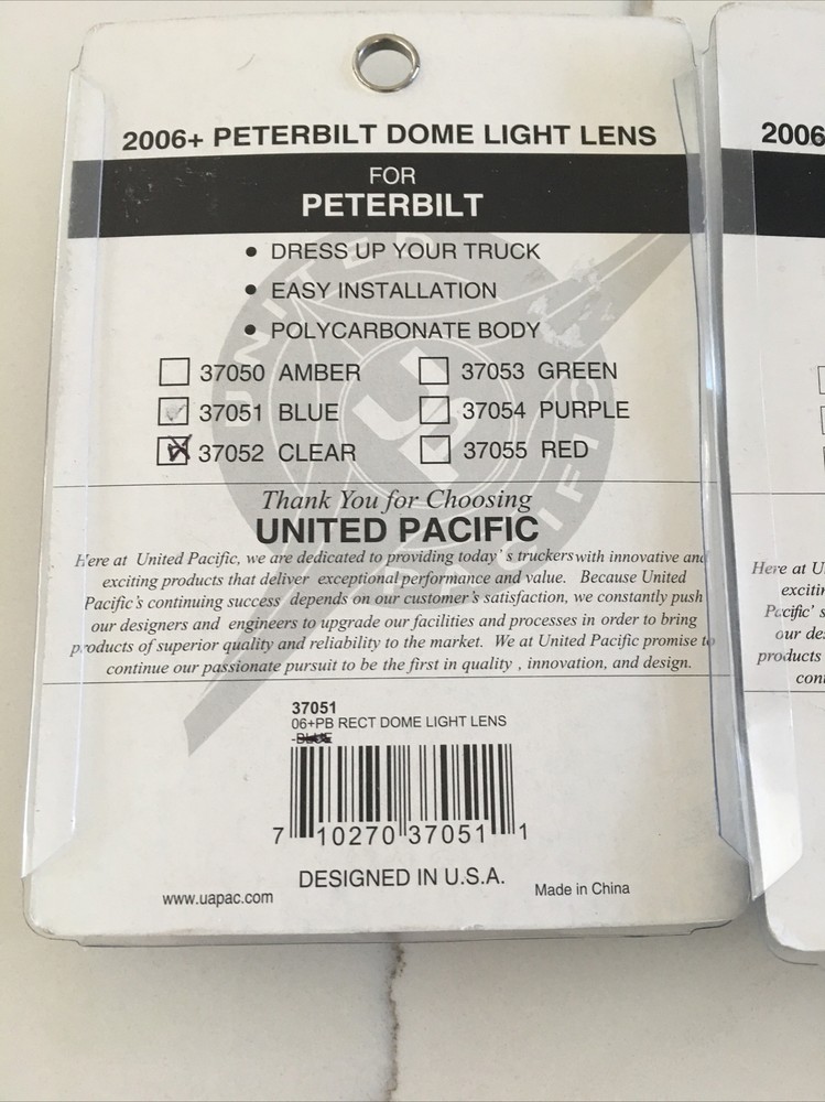 2 Clear Rectangular Dome Light Lens For 2006+ Peterbilt United Pacific New 37052
