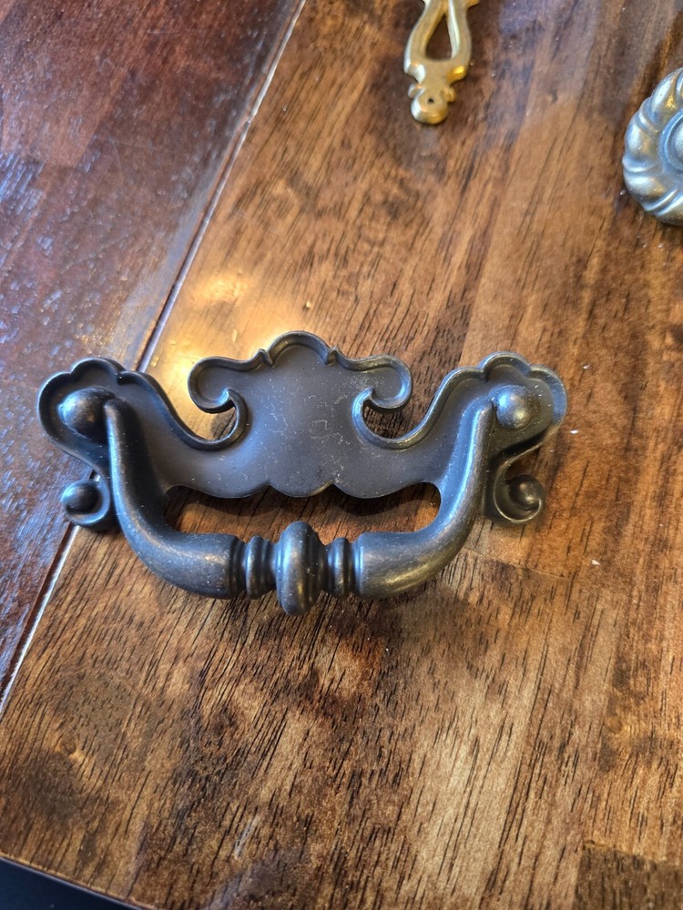 Vintage Lot Of 4 Batwing Drop Bail Drawer Pull Handle Solid Brass 4.5"