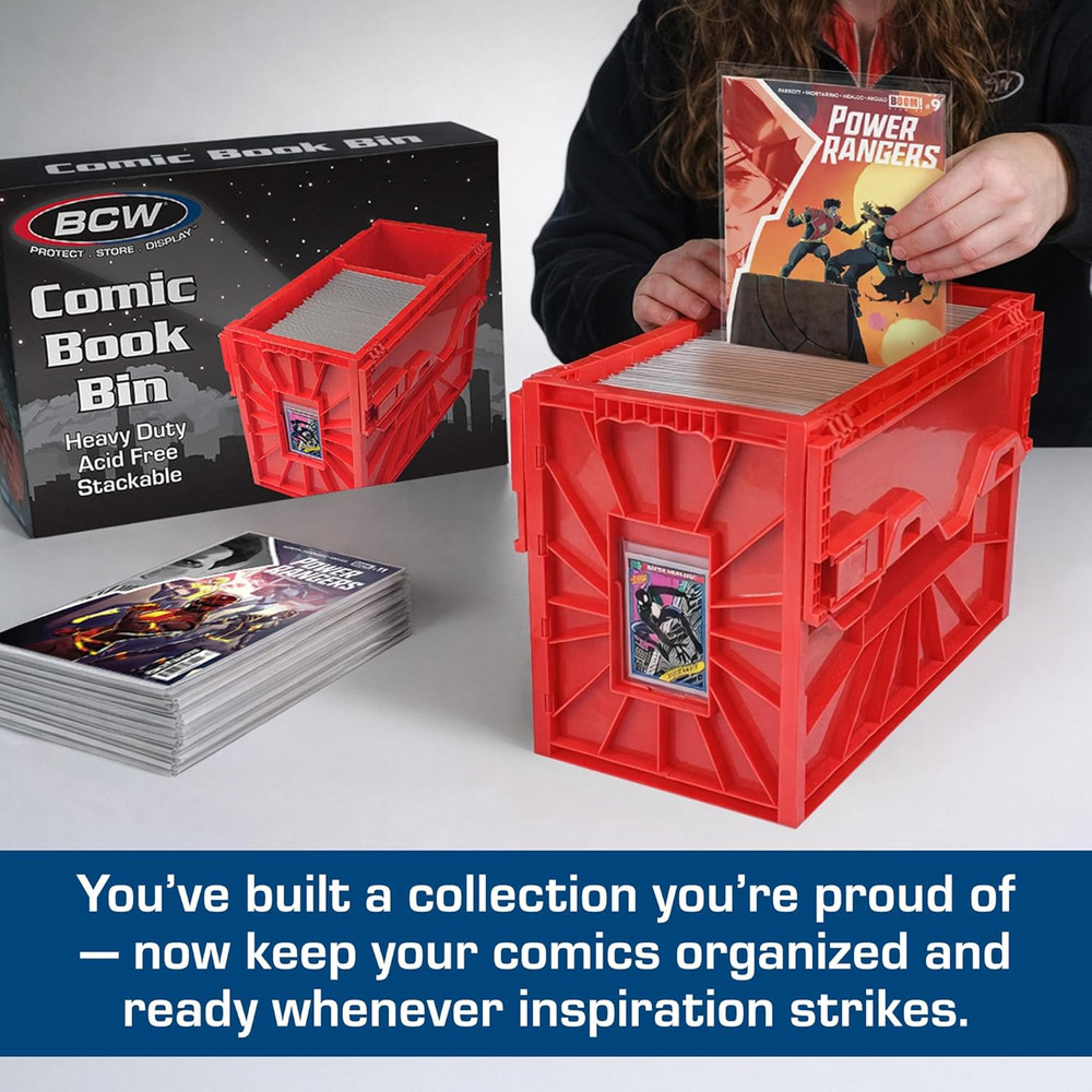 Short Comic Book Bin | Holds 150 Comics | Stackable Plastic Storage | Acid-Free