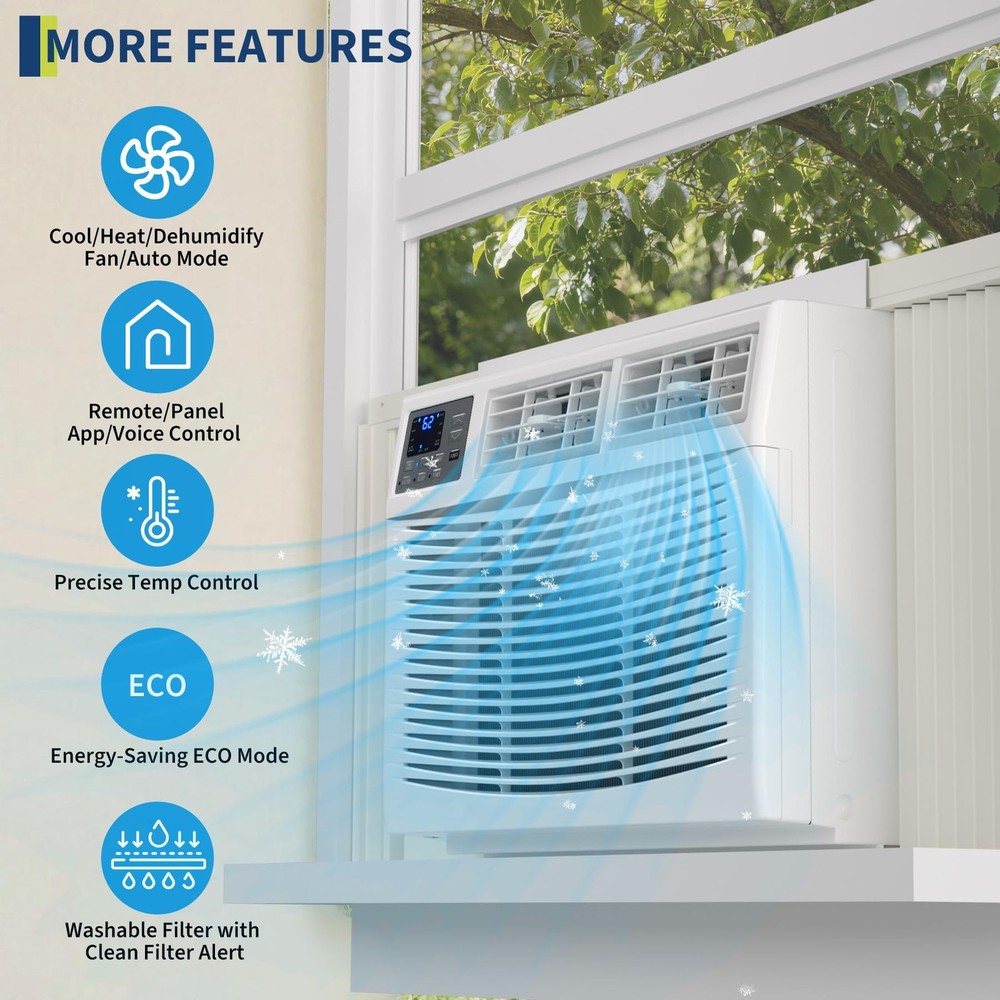 12000 BTU Window Air Conditioner with WiFi Remote & App Control & Timer Function