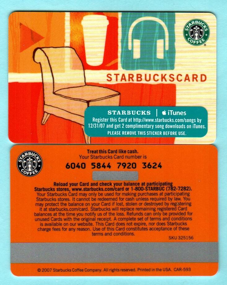 STARBUCKS Coffee with iTunes ( 2007 ) Gift Card ( $0 )