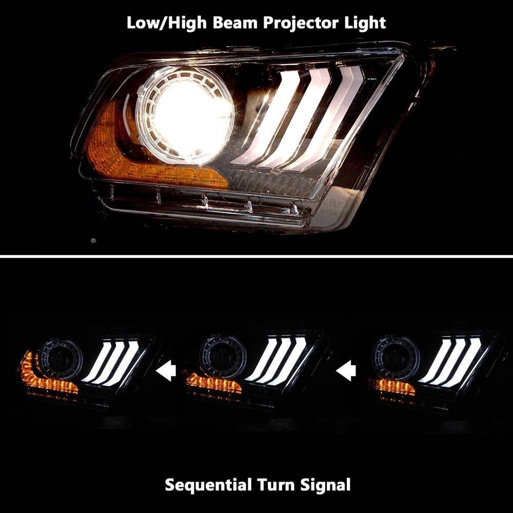 for 2010-2012 Ford Mustang Projector Headlights LED Sequential DRL Front Lamps