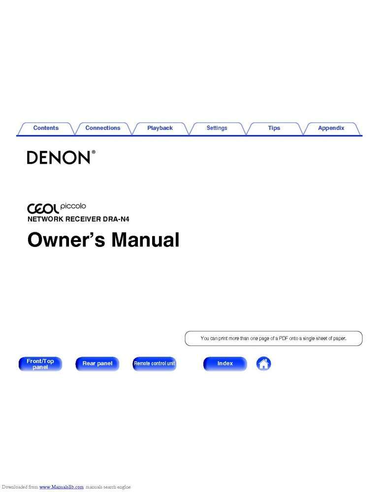 Denon DRA-N4 Receiver Amplifier Owners Manual