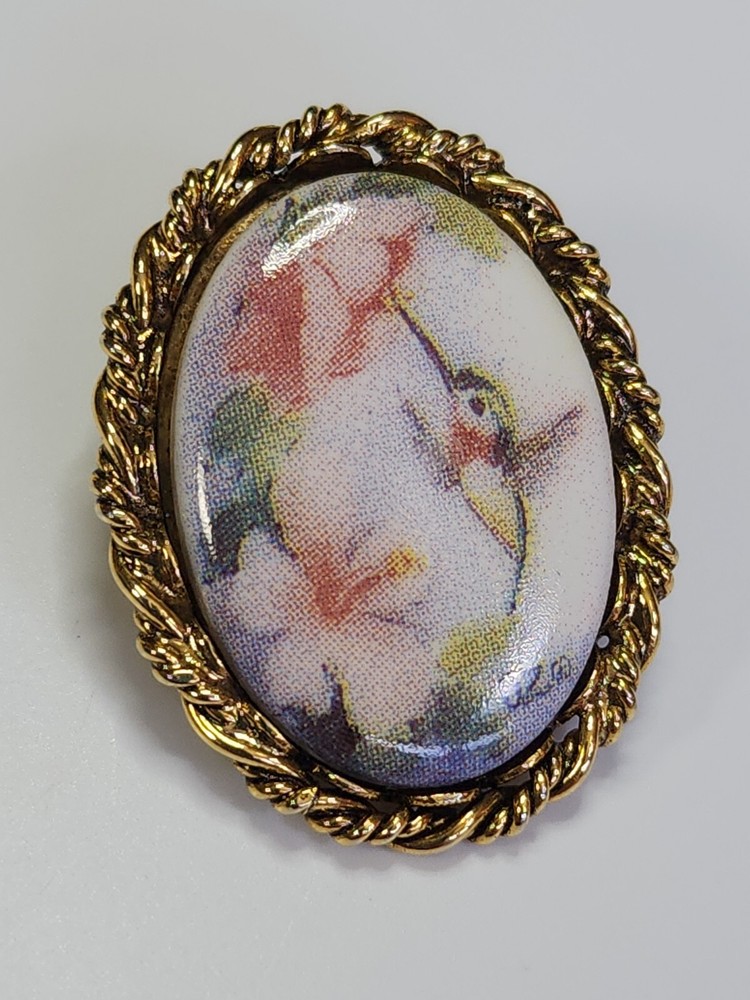 Hummingbird On Ceramic Lapel Pin Also A Pendant
