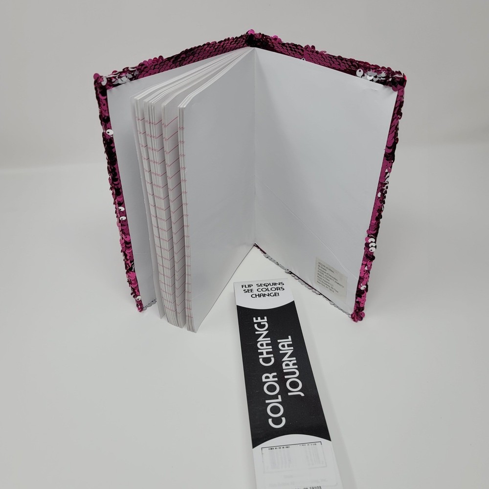 Flip Sequin Color Change Journal Diary Pink Silver Lined Notebook 80 Sheets