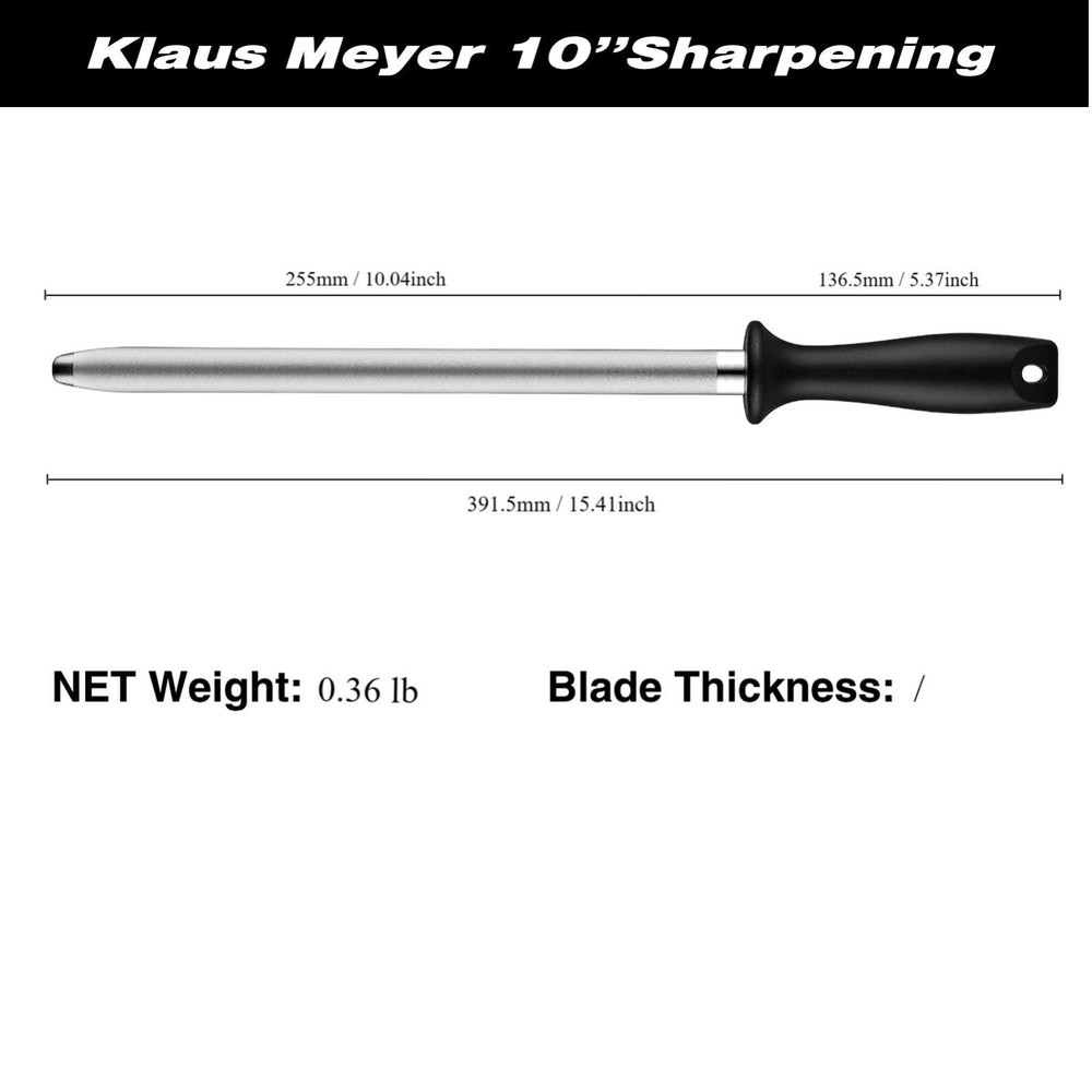 Klaus Meyer 10 inch High Carbon Diamond Sharpening Steel Kitchen Sharpener