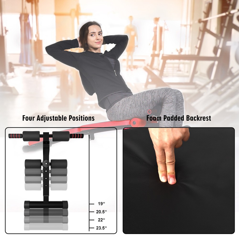 SuperFit Folding Weight Bench Adjustable Sit-up Board Workout Slant Bench Red