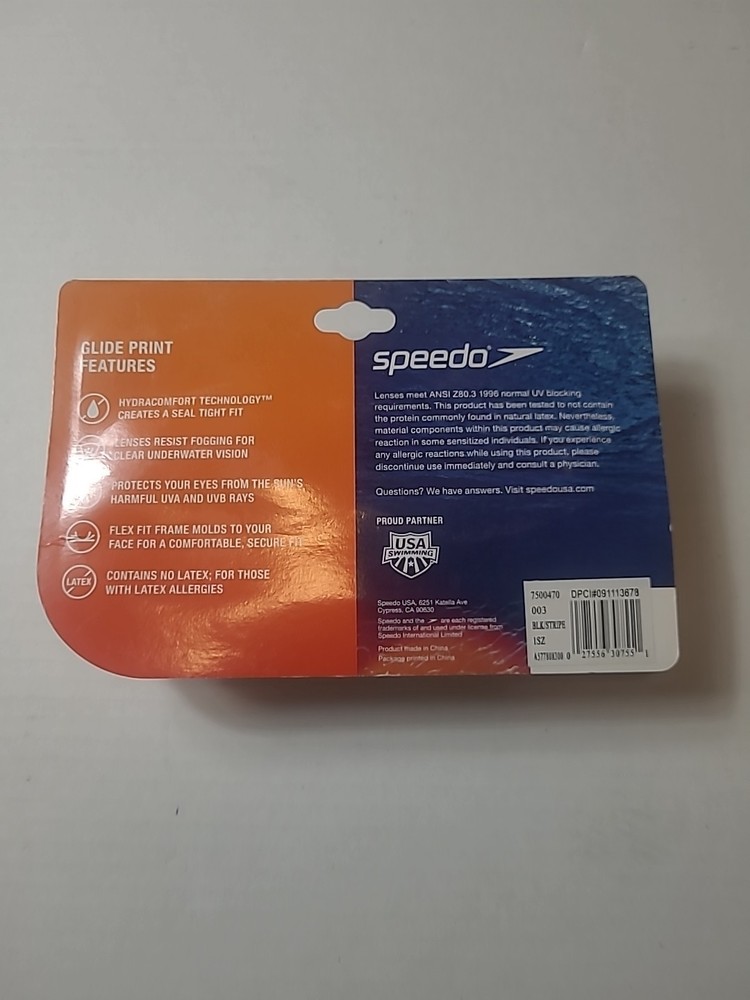 New Speedo Glide Print Goggles - Junior - BLK/STRIPE
