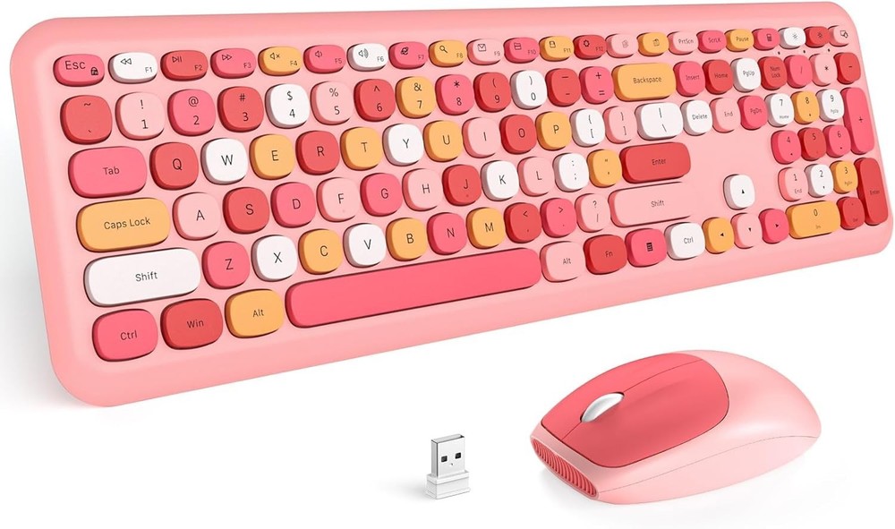 Wireless Keyboard and Mouse Combo, 2.4GHz Full Size Keyboard