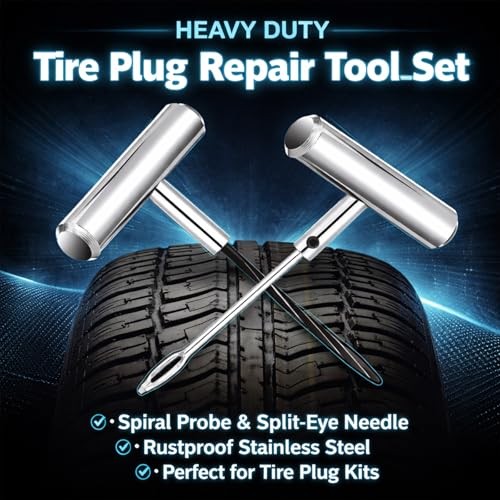 Auto Stainless Steel Solid T-Handle Set - Pro Heavy Duty Spiral Probe & Split