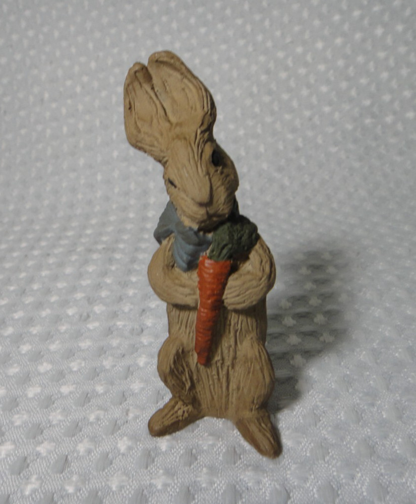 Small Easter Bunny Figurine With Carrot Ceramic Figure