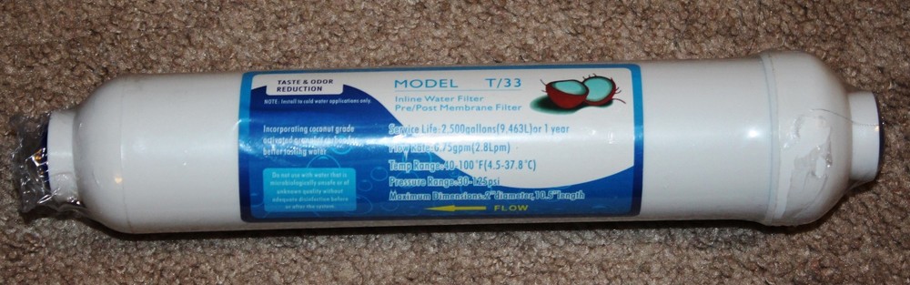 Four T33 Inline Coconut Grade Activated Carbon Pre/Post Filter