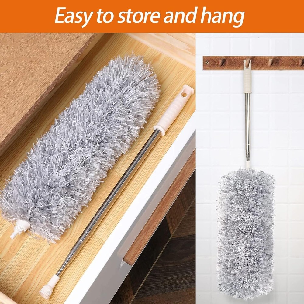 Bendable Microfiber Feather Duster with 100'' for Effortless Home Cleaning
