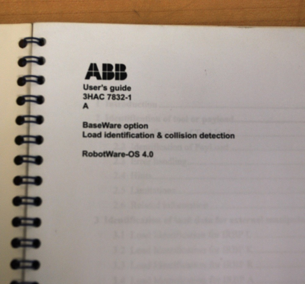 ABB 3HAC 7832-1 User's Guide, Load Identification & Collision Detection - USED