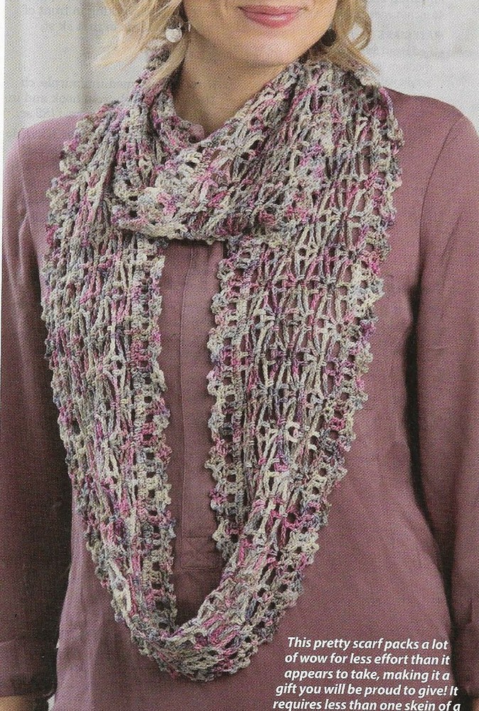 PAINTED DAWN INFINITY SCARF WOMEN'S CROCHET PATTERN INSTRUCTIONS