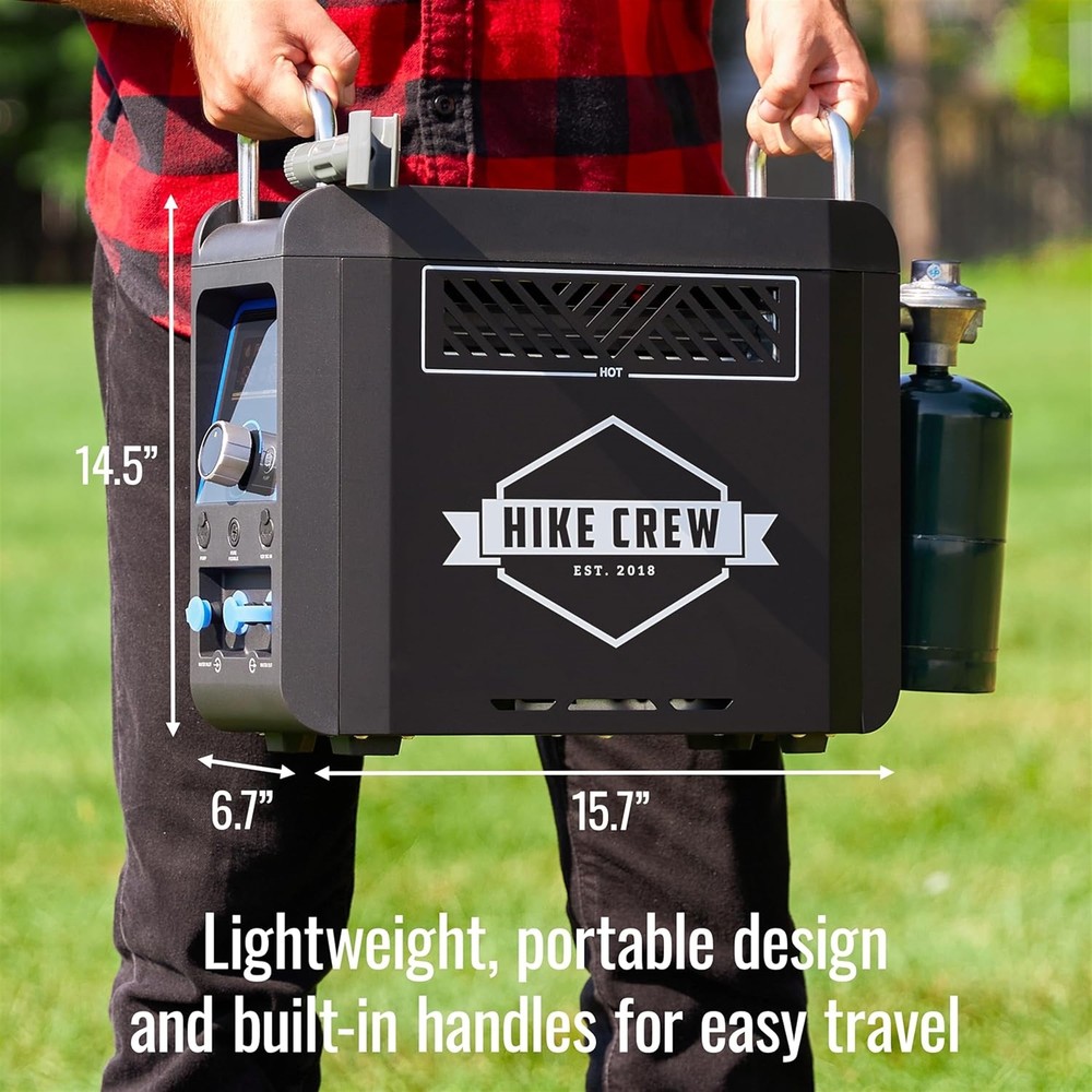 Hike Crew Propane Water Heater & Shower Pump, Rechargeable Camping Heater.