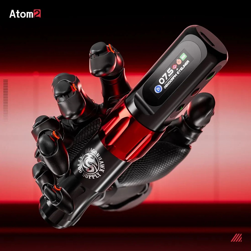 Dragonhawk Tattoo Machine Set Atom2 Wireless Machine Pen with Cartridge Needles