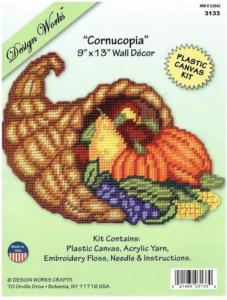 CORNUCOPIA  WALL HANGING  7ct plastic canvas  PATTERN (#TF0213)