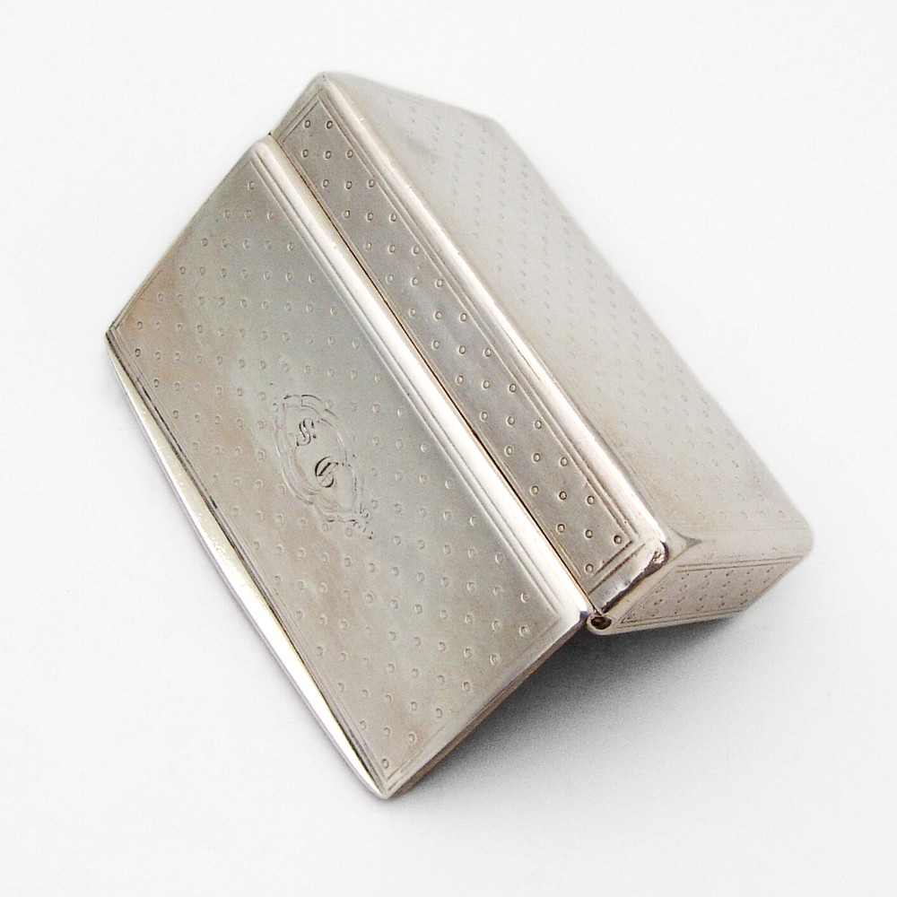 Rectangular Snuff Box European Silver Gilt Interior Mono SG