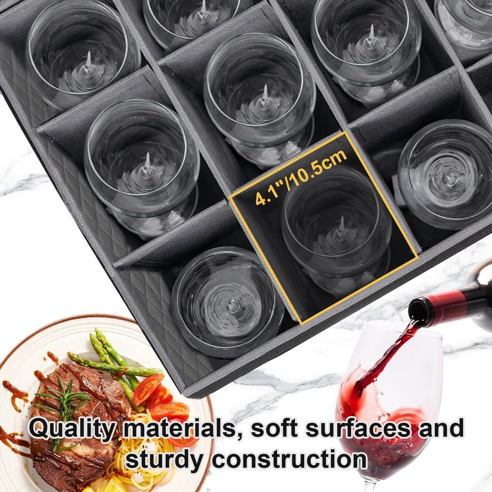 Wine Glass Storage Box Stackable Stemware Storage Cases for Moving Storage