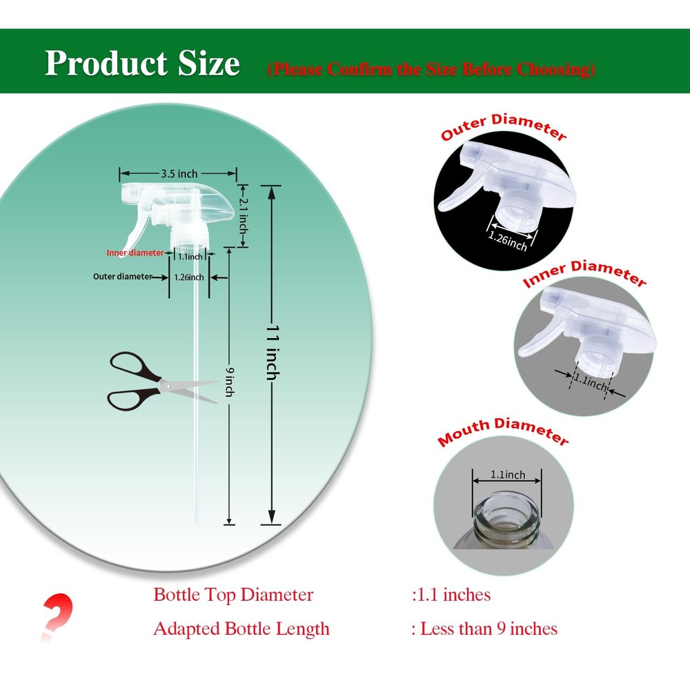 Clear Spray Nozzle Set replacement Bottle Trigger Sprayer set 4 Pack