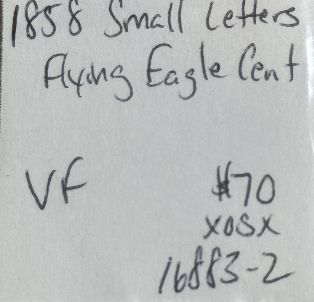 1858 SMALL LETTERS FLYING EAGLE CENT VF