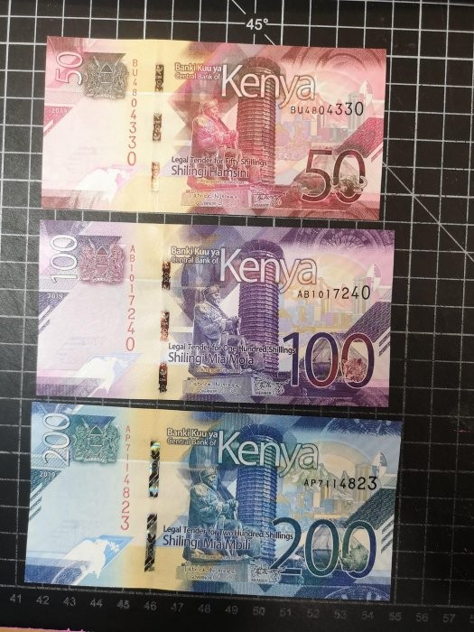Kenya 3 notes set 50 100 200 Shilling UNC