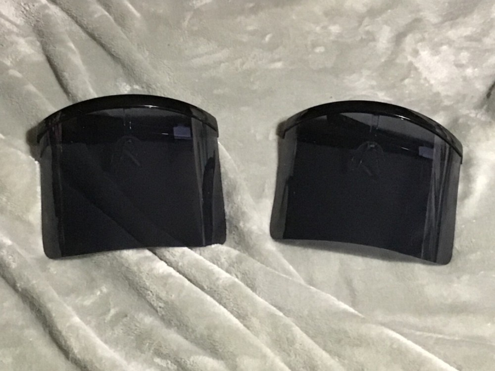 2 black plastic face shields new with tags
