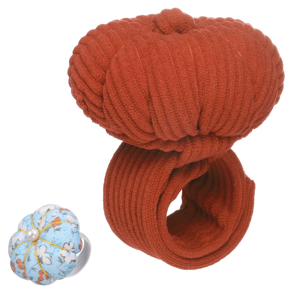 Wrist Pin Cushions Needle Cushion Adjustable Strap with Finger Ring Maroon/Blue