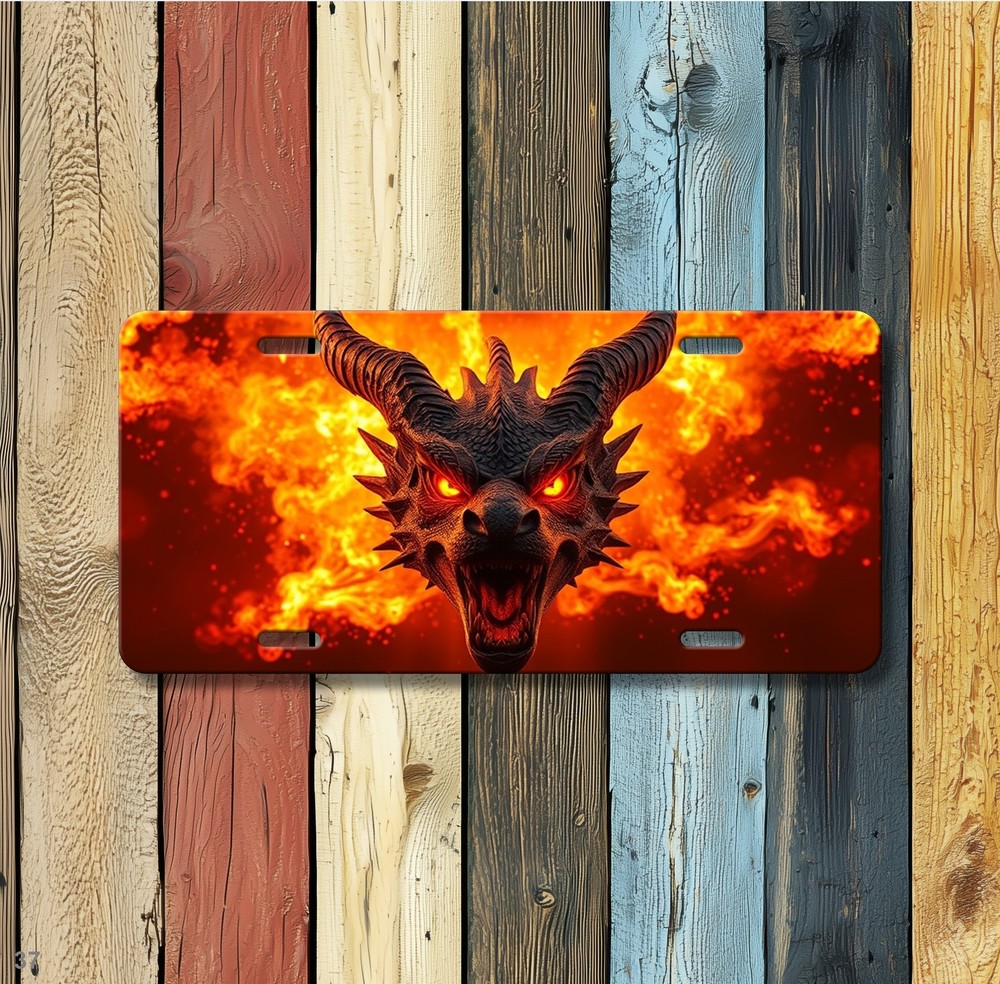 Dragon License Plate Elemental Dragon Visual Art Add Your Name Gift Idea